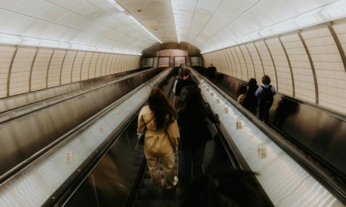 people on a escalator